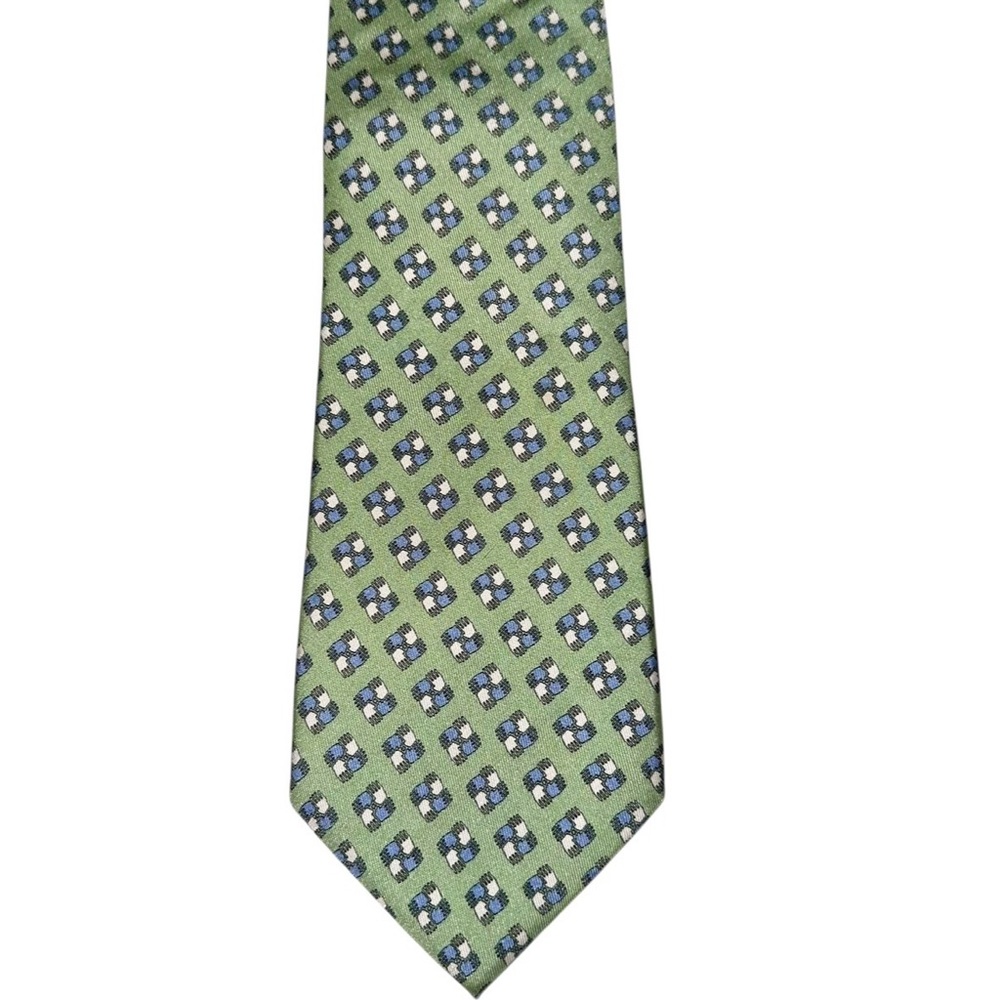 Vineyard Vines Mens Tie Silk Green Linked Hands Custom Handmade 61x3.75” USA - Picture 5 of 5